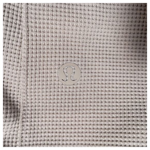 Lululemon Shift Stitch Hoodie Mens S/M Pullover Waffle Knit Thermal Beige Khaki - Picture 3 of 4